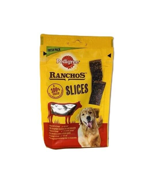 Pedigree Ranchos Beef Slices papildbarība pieaugušiem suņiem (liellopa gaļas gabaliņi)